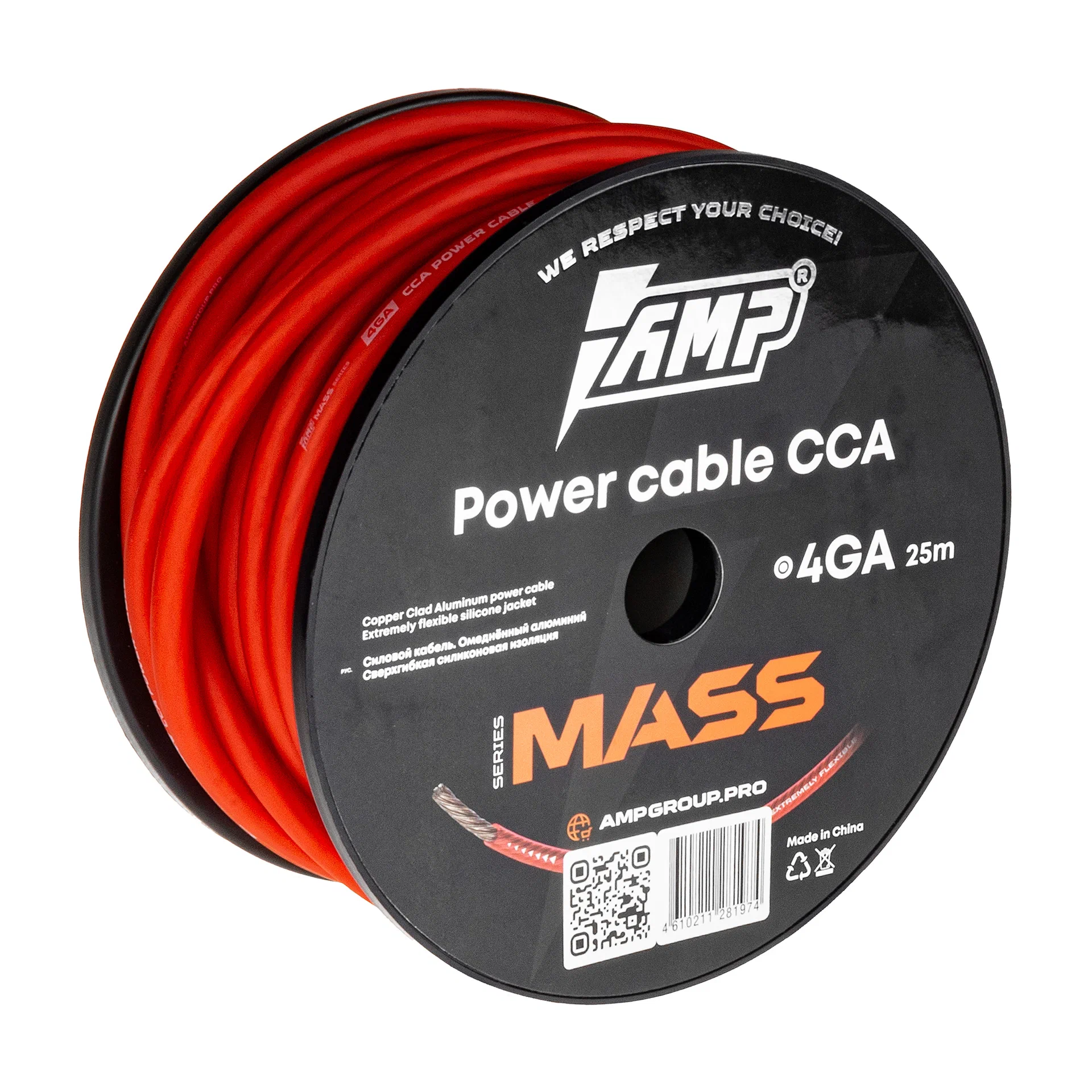 Силовой кабель AMP MASS 4Ga Красный AMP MASS 4Ga Красный